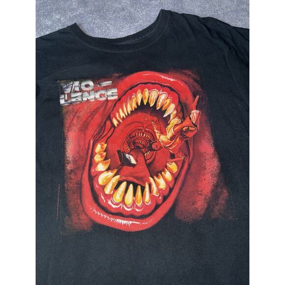 Vintage Vio-Lence 2008 Metal Tour T-Shirt All Over Print Size XL Music Y2K - Picture 2 of 7
